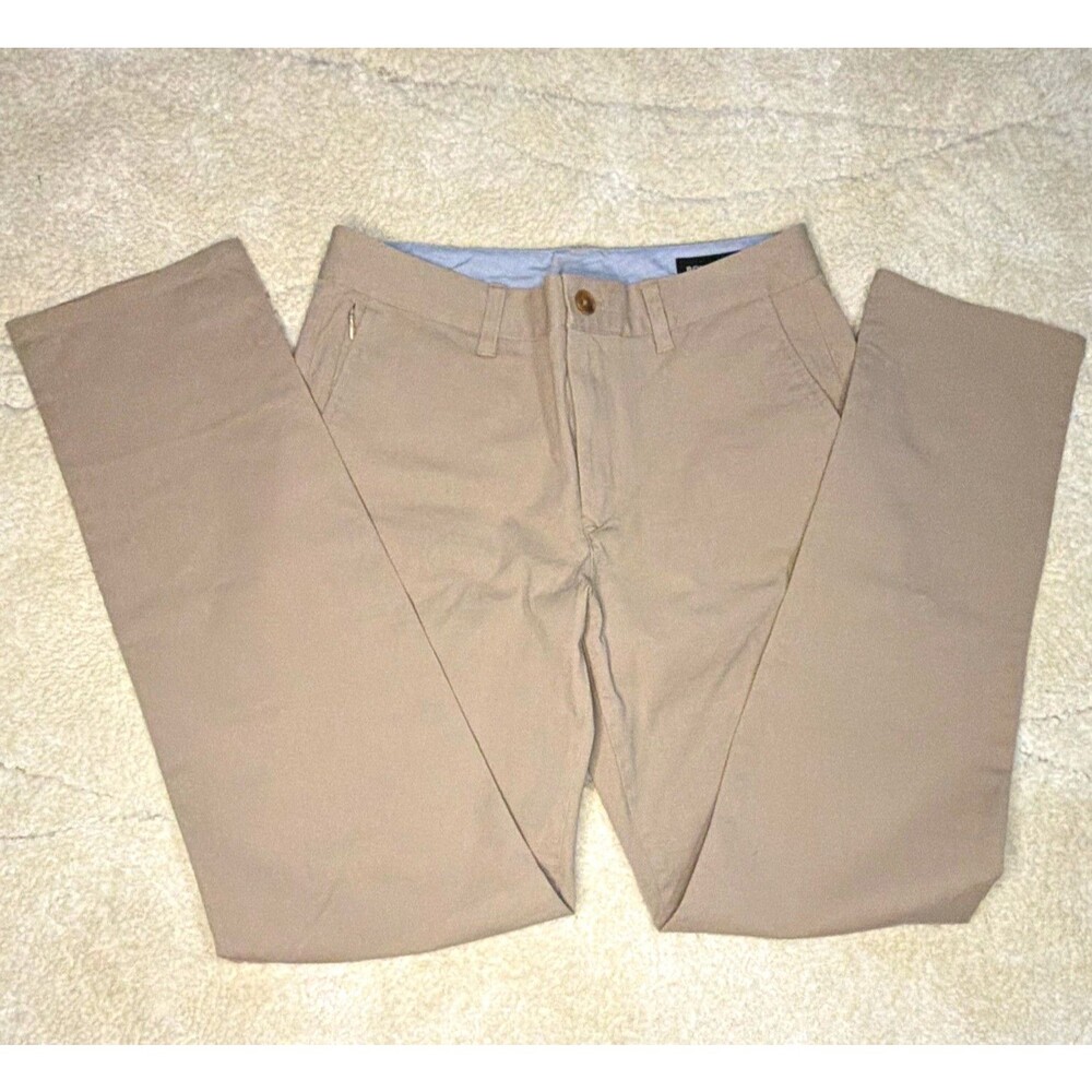 Bonobos Men’s Beige Chino Pants Slim Fit Straight Leg Flat Front Cotton W30
